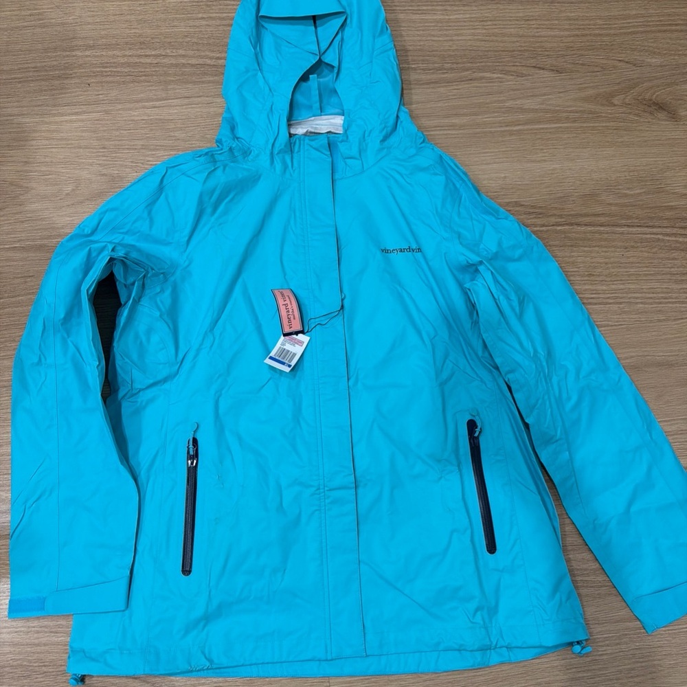 Vineyard Vines Turquoise Stow & Go Rain Coat size XL women $190